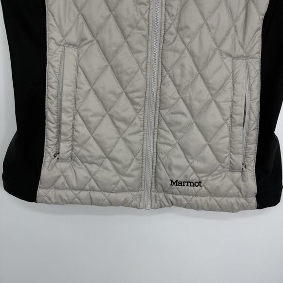 Marmot Quilted Puffer Vest Womens Size Medium Full Zip Stretch Side Gray - Picture 5 of 15